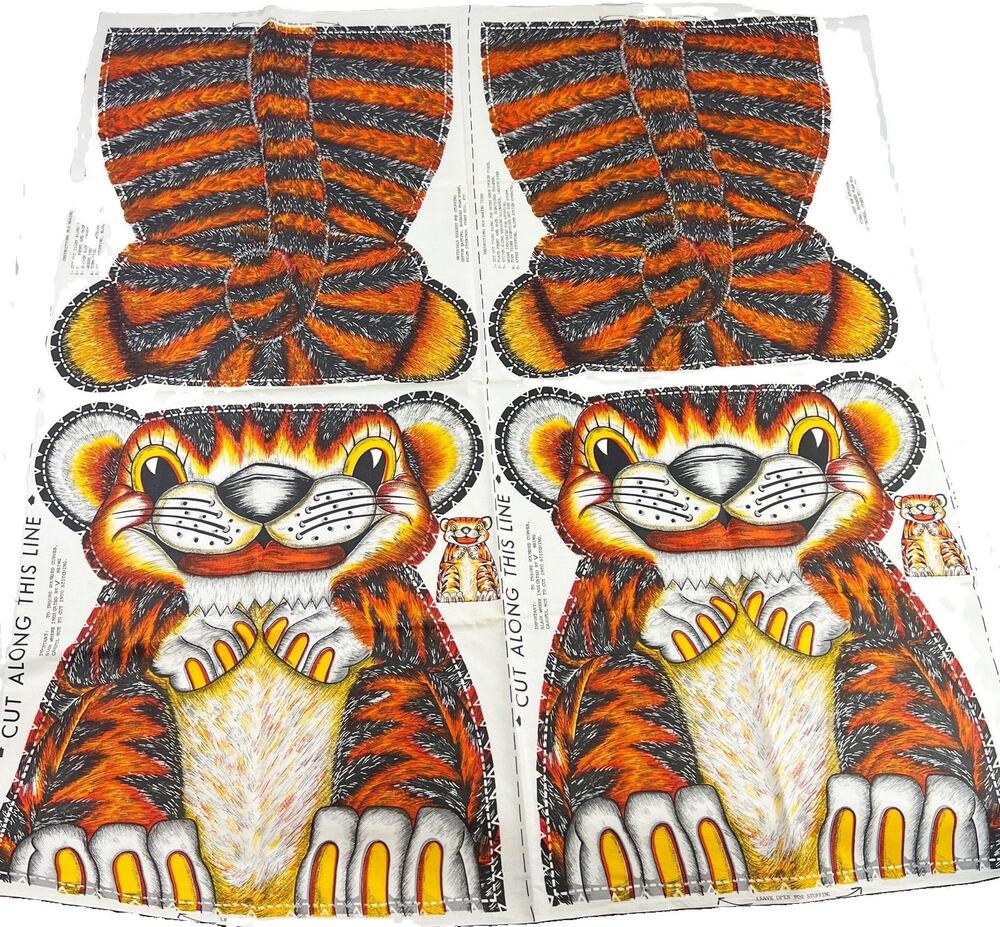Vintage Multicolor Tiger Cut N Sew Two Panels Pillow 1960s Rare